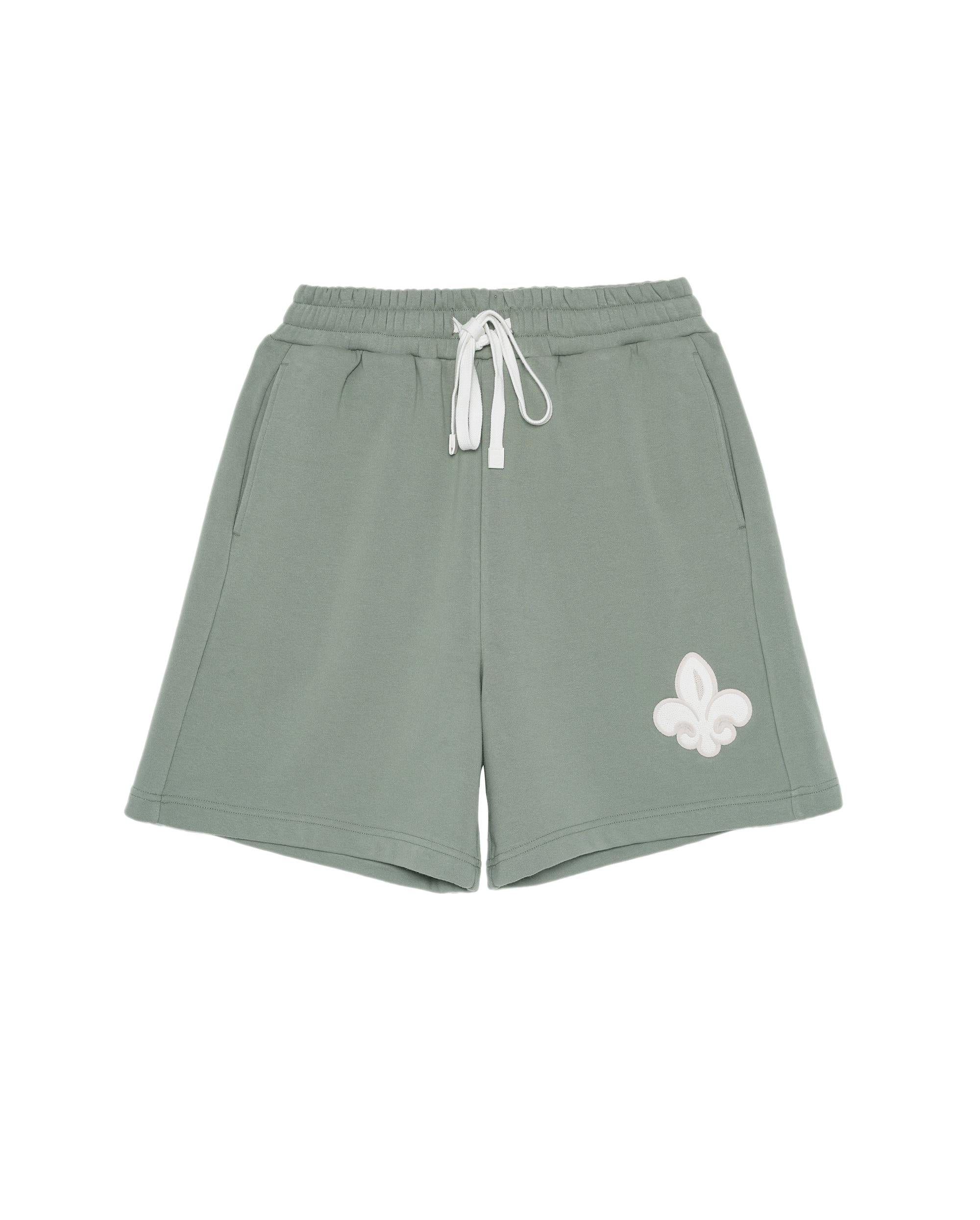 178025-335 | UNISEX EMBROIDERED IRIS LOGO SHORTS | OIL GRN