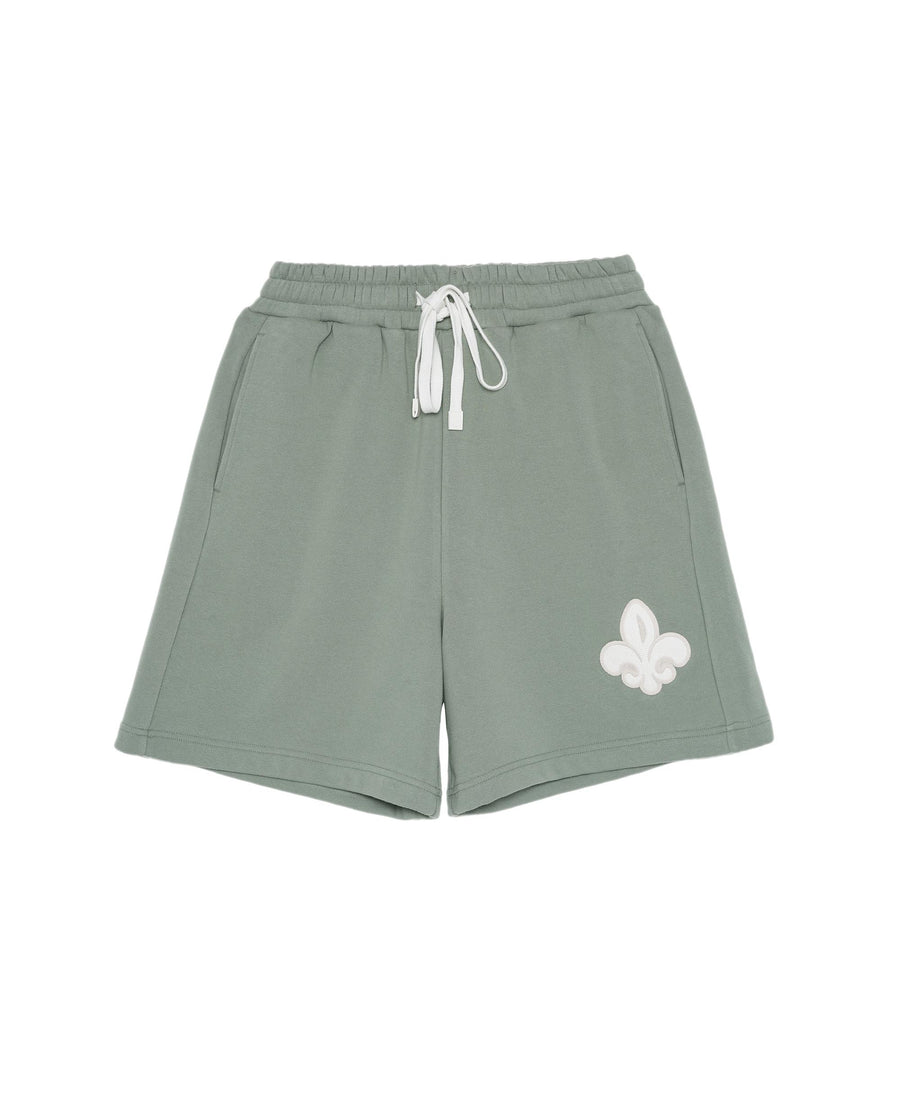 178025-335 | UNISEX EMBROIDERED IRIS LOGO SHORTS | OIL GRN