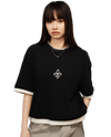 1910439-032 | WOMEN'S IRIS LOGO LAYERED COTTON T-SHIRT | TAP SHOE