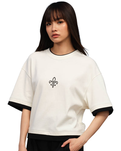 1910439-262 | WOMEN'S IRIS LOGO LAYERED COTTON T-SHIRT | MARSHMALLOW