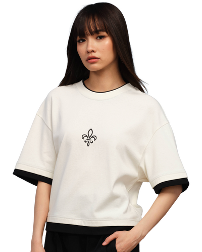 1910439-262 | WOMEN'S IRIS LOGO LAYERED COTTON T-SHIRT | MARSHMALLOW