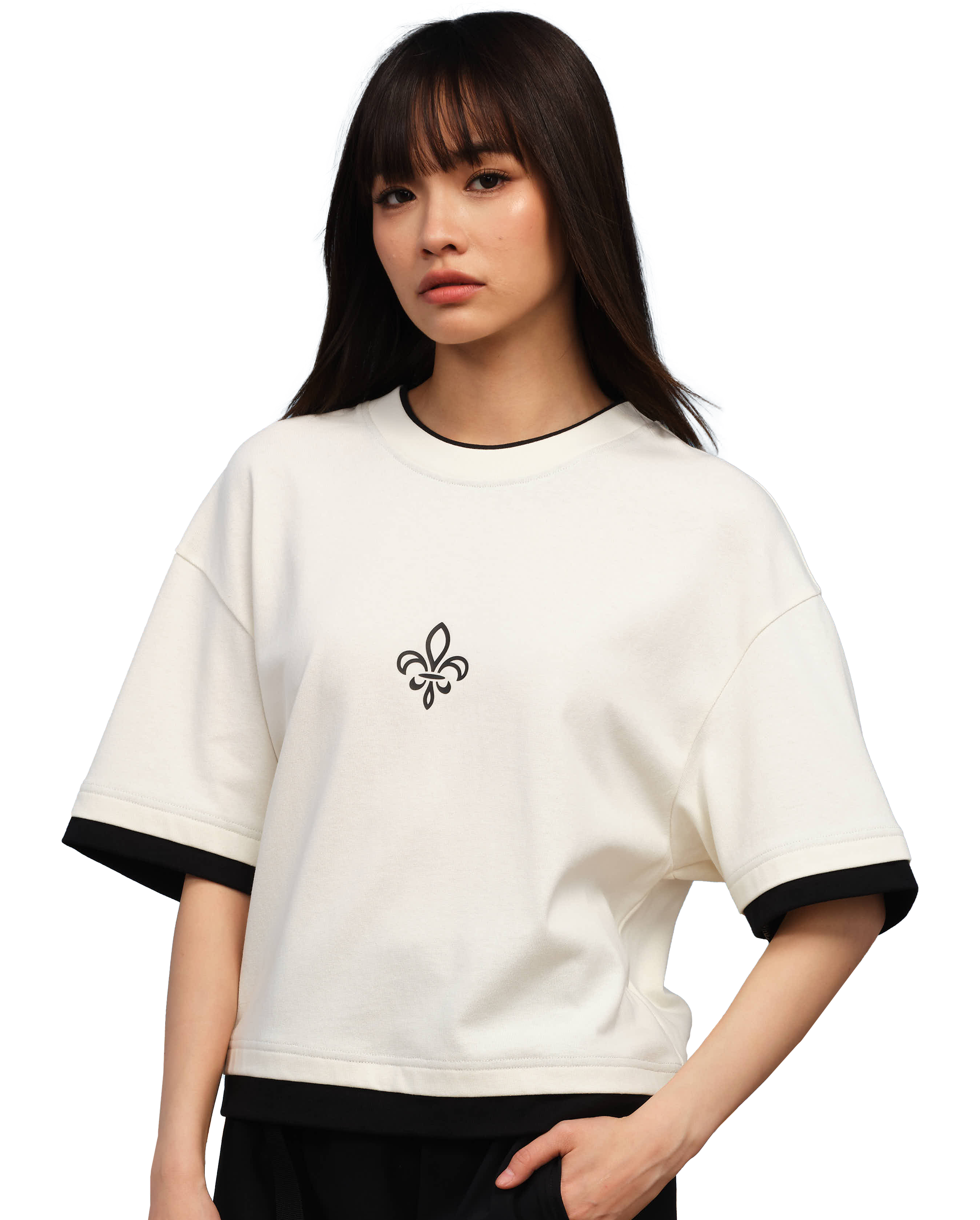 1910439-262 | WOMEN'S IRIS LOGO LAYERED COTTON T-SHIRT | MARSHMALLOW