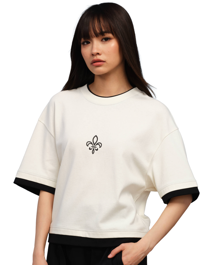 1910439-262 | WOMEN'S IRIS LOGO LAYERED COTTON T-SHIRT | MARSHMALLOW