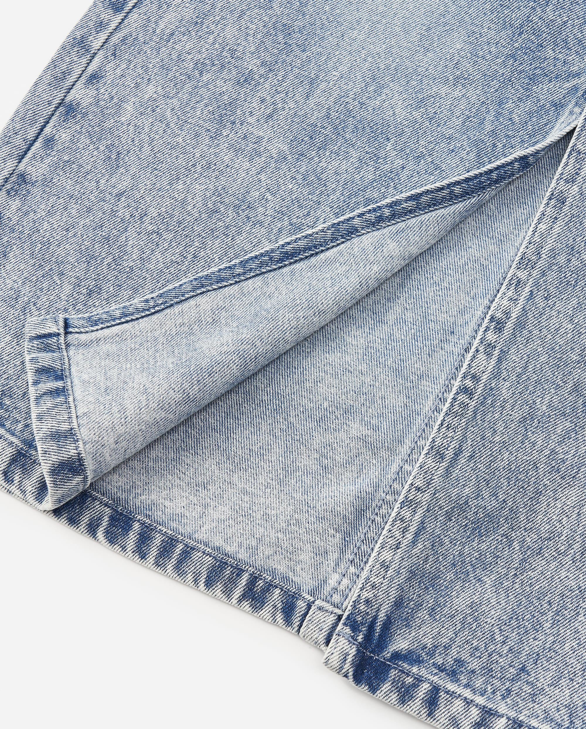 1910440-452 | WOMEN'S WASHED DENIM MIDI SKIRT | MATT GREY BLUE