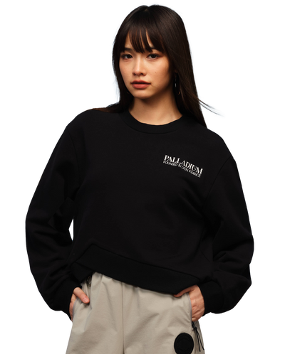 1910443-032 | WOMEN'S PALLADIUM LOGO IRREGULAR HEM SWEATSHIRT | TAP SHOE