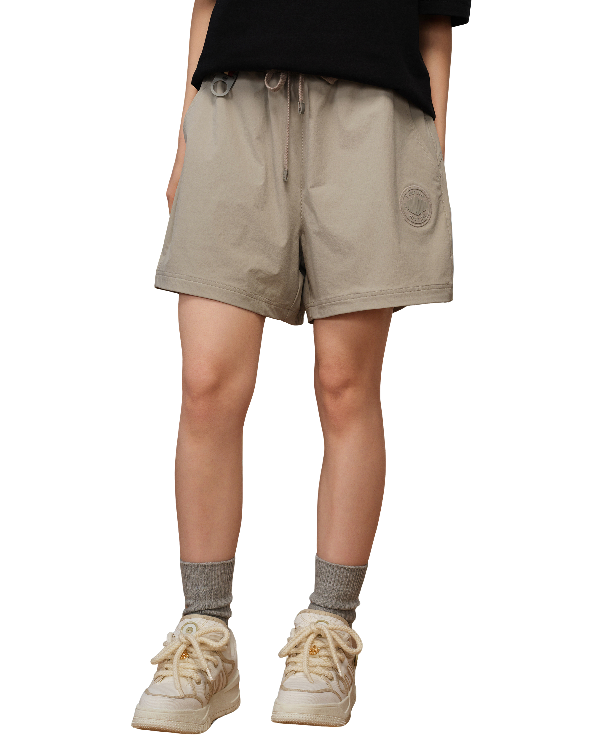 1910469-031 | WOMEN'S PALLADIUM LOGO SHORTS | FLINT GRAY
