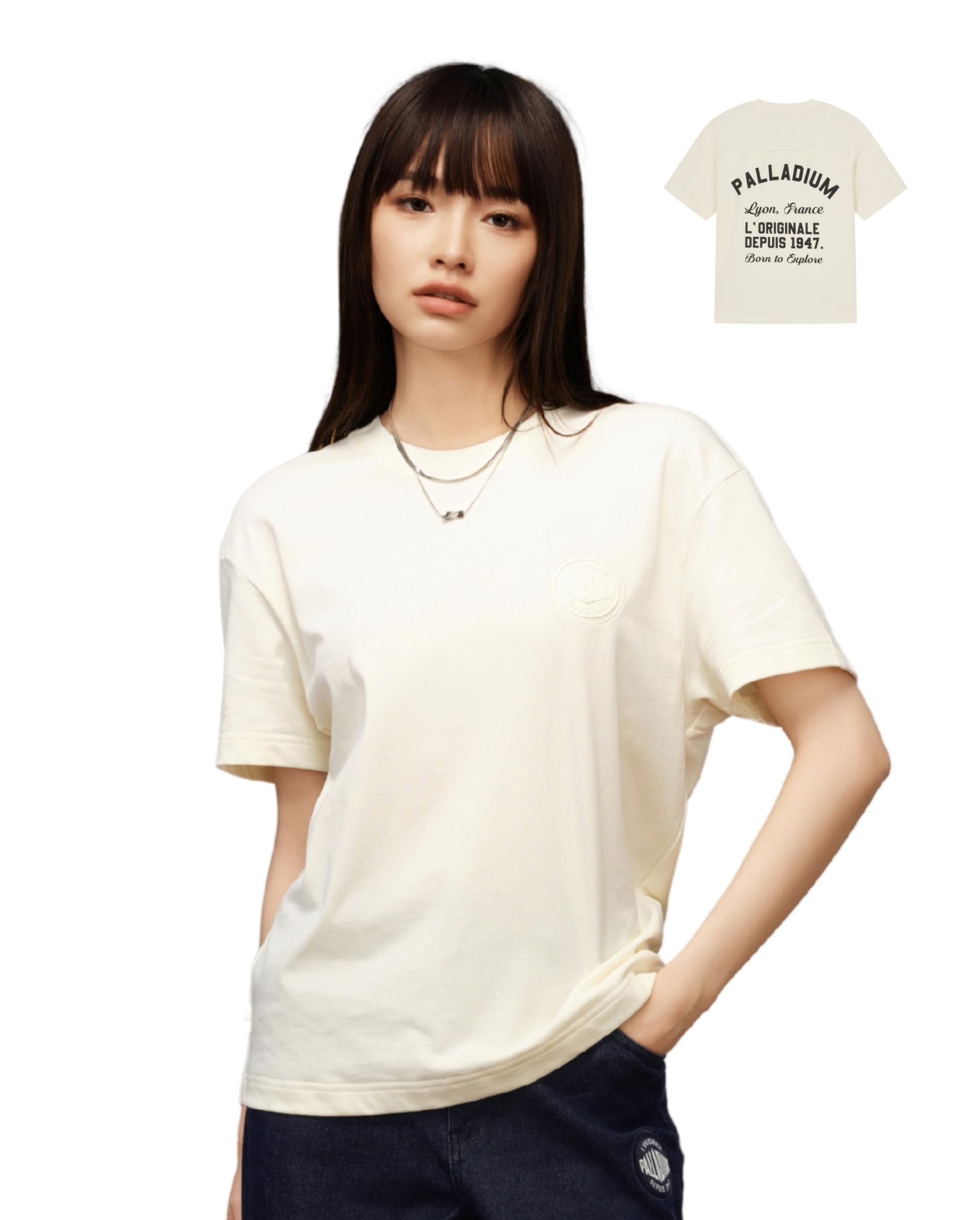1910485-232 | WOMEN'S PALLADIUM LOGO COTTON T-SHIRT | VANILLA ICE