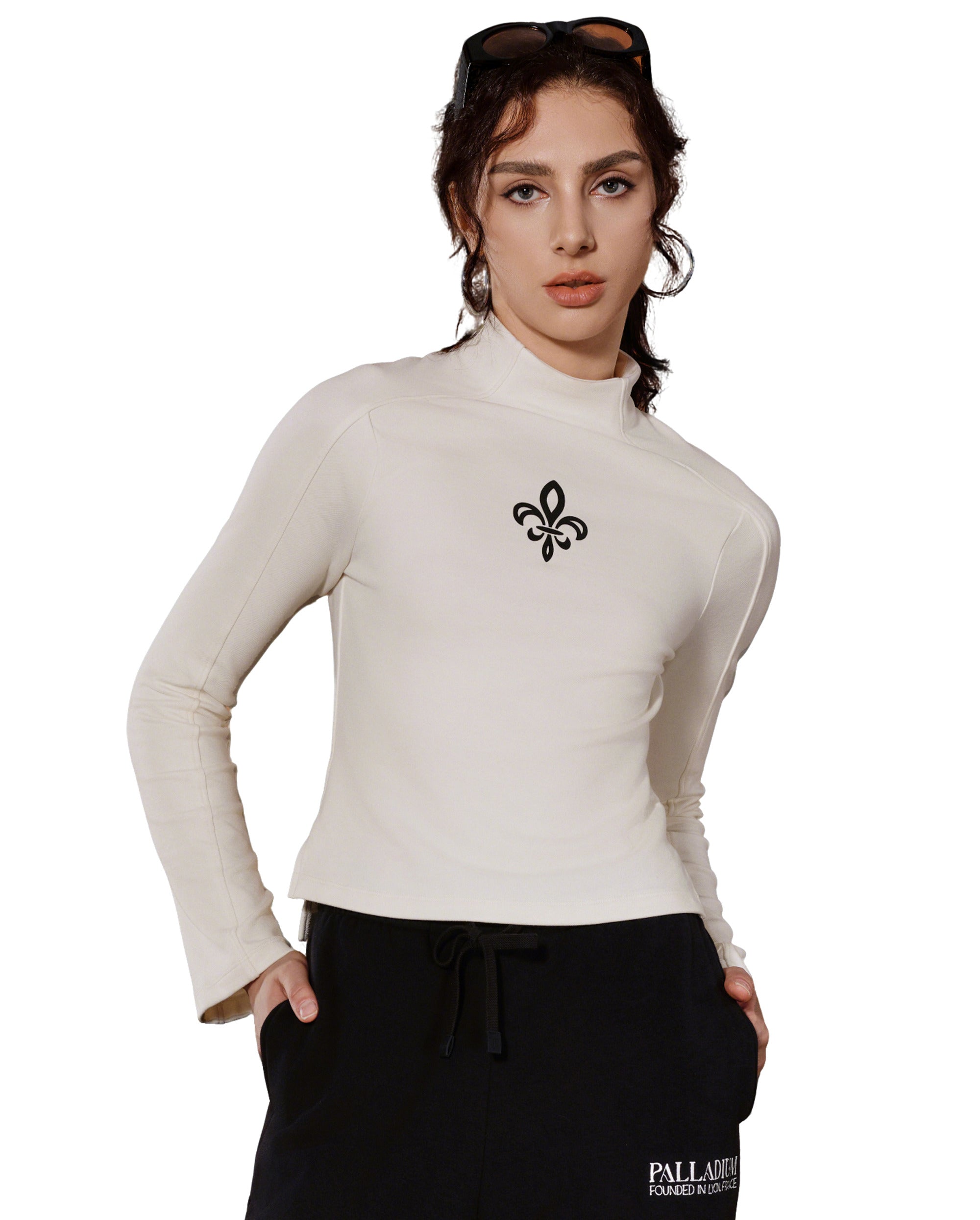 1910513-262 | WOMEN'S IRIS LOGO SLIM-FIT LONG SLEEVES T-SHIRT | MARSHMALLOW
