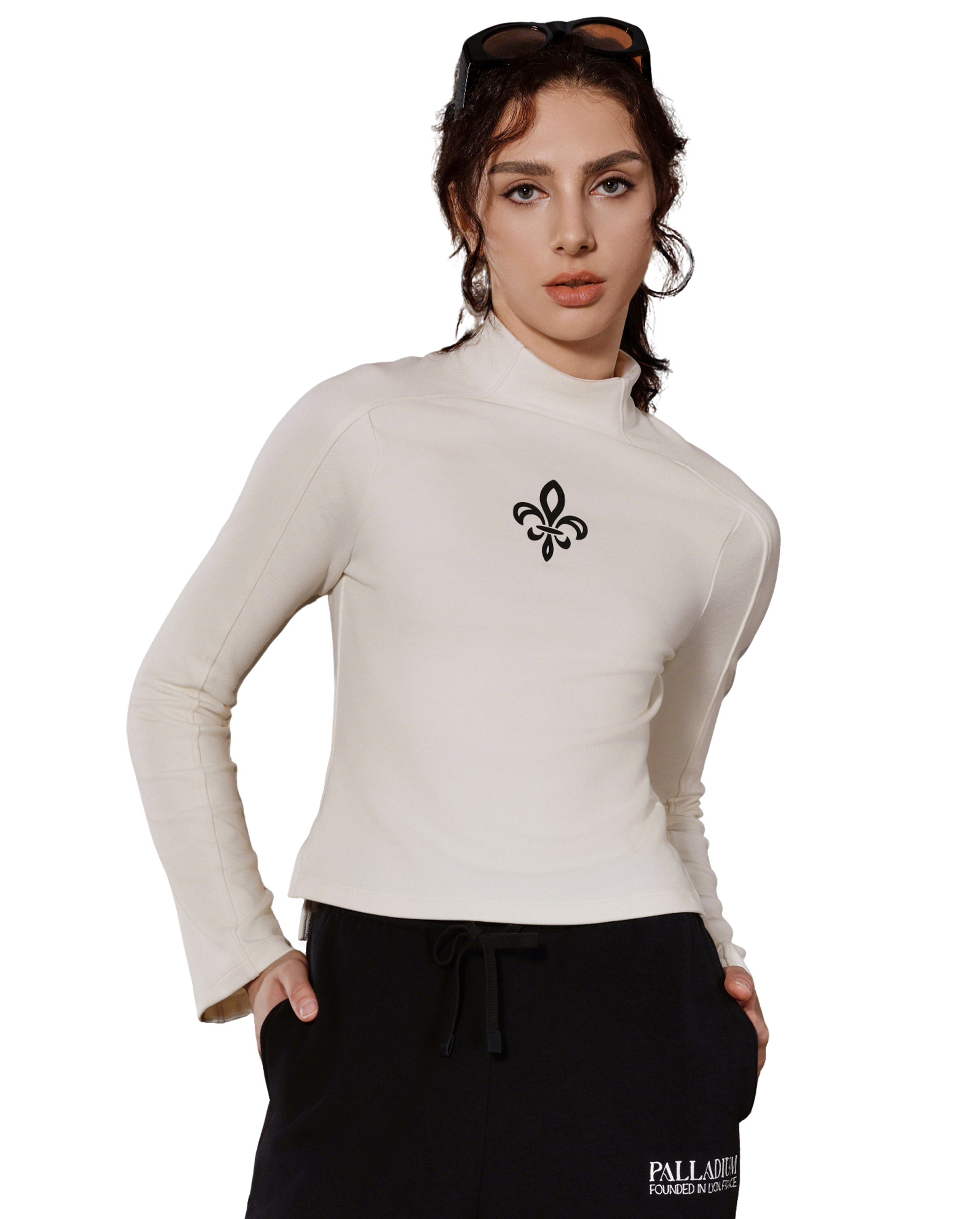 1910513-262 | WOMEN'S IRIS LOGO SLIM-FIT LONG SLEEVES T-SHIRT | MARSHMALLOW