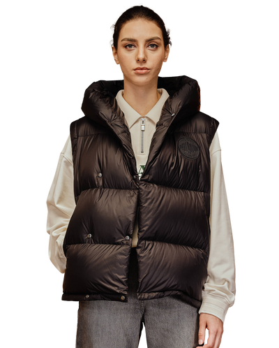 1910519-032 | WOMEN'S PALLADIUM LOGO HOODED DOWN VEST | TAP SHOE