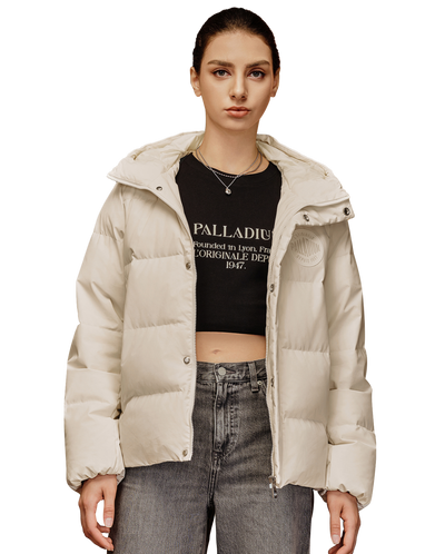 1910525-262 | WOMEN'S PALLADIUM LOGO HOODED DOWN JACKET | MARSHMALLOW