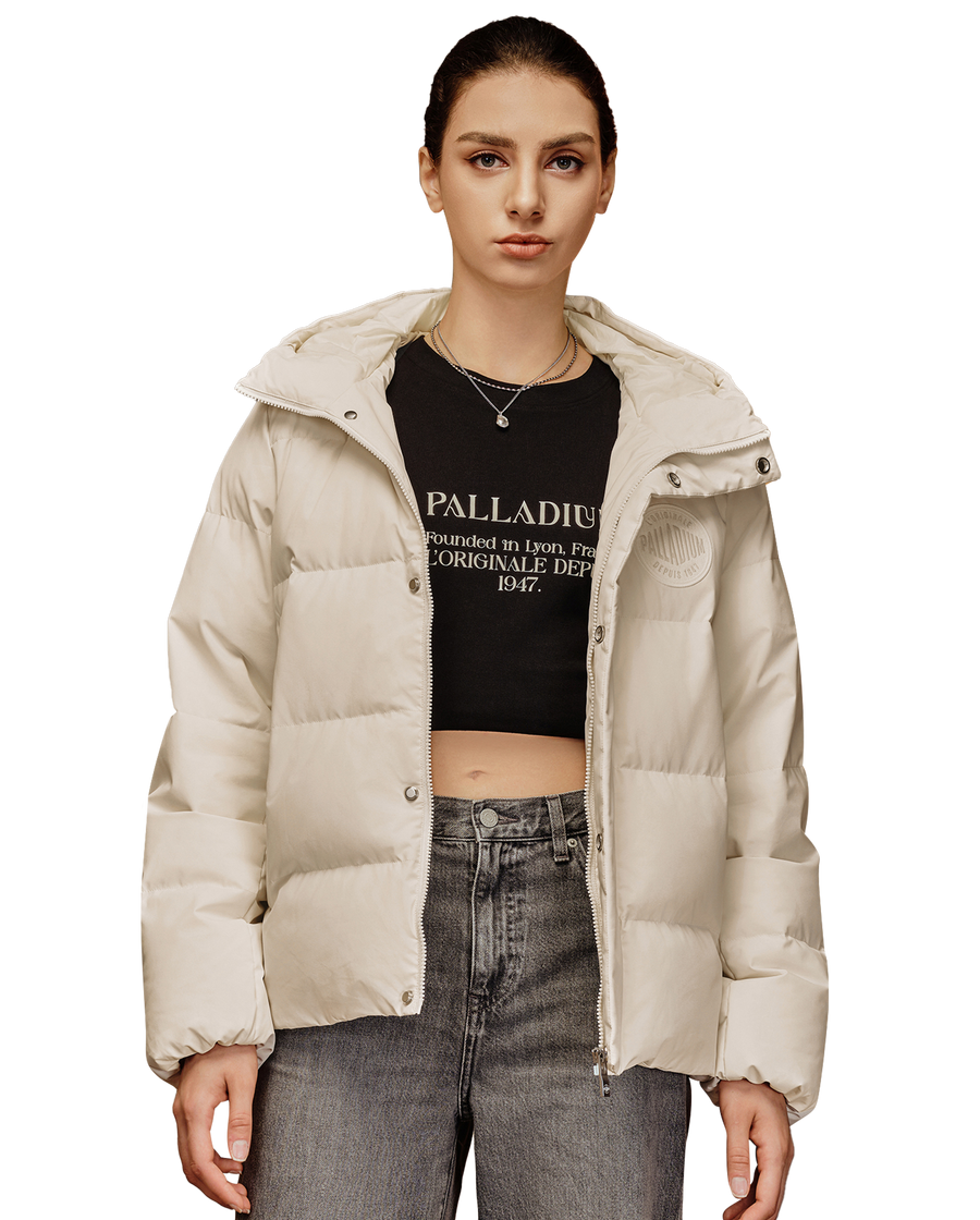 1910525-262 | WOMEN'S PALLADIUM LOGO HOODED DOWN JACKET | MARSHMALLOW