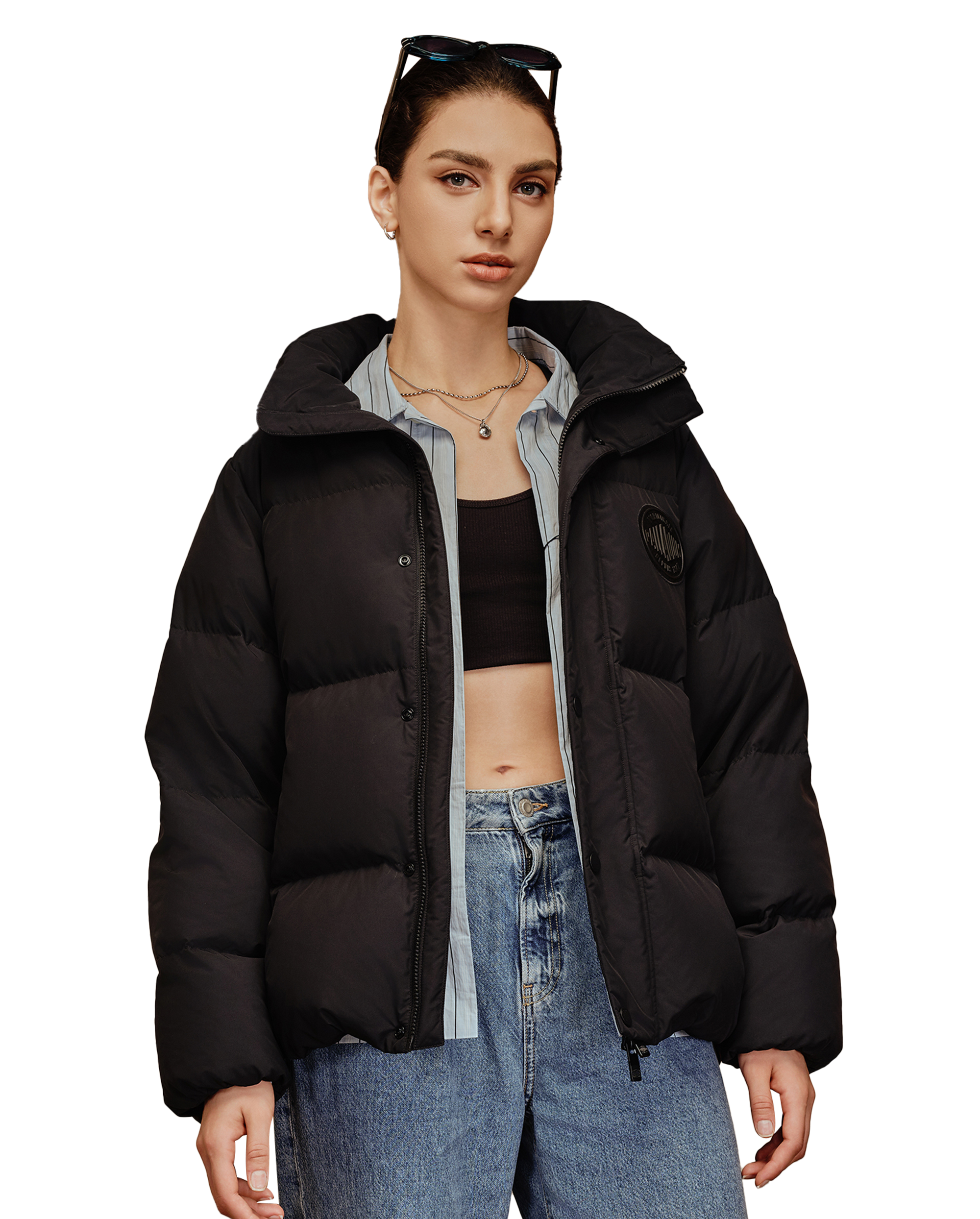 1910584-032 | WOMEN'S PALLADIUM LOGO STAND COLLAR DOWN JACKET | TAP SHOE