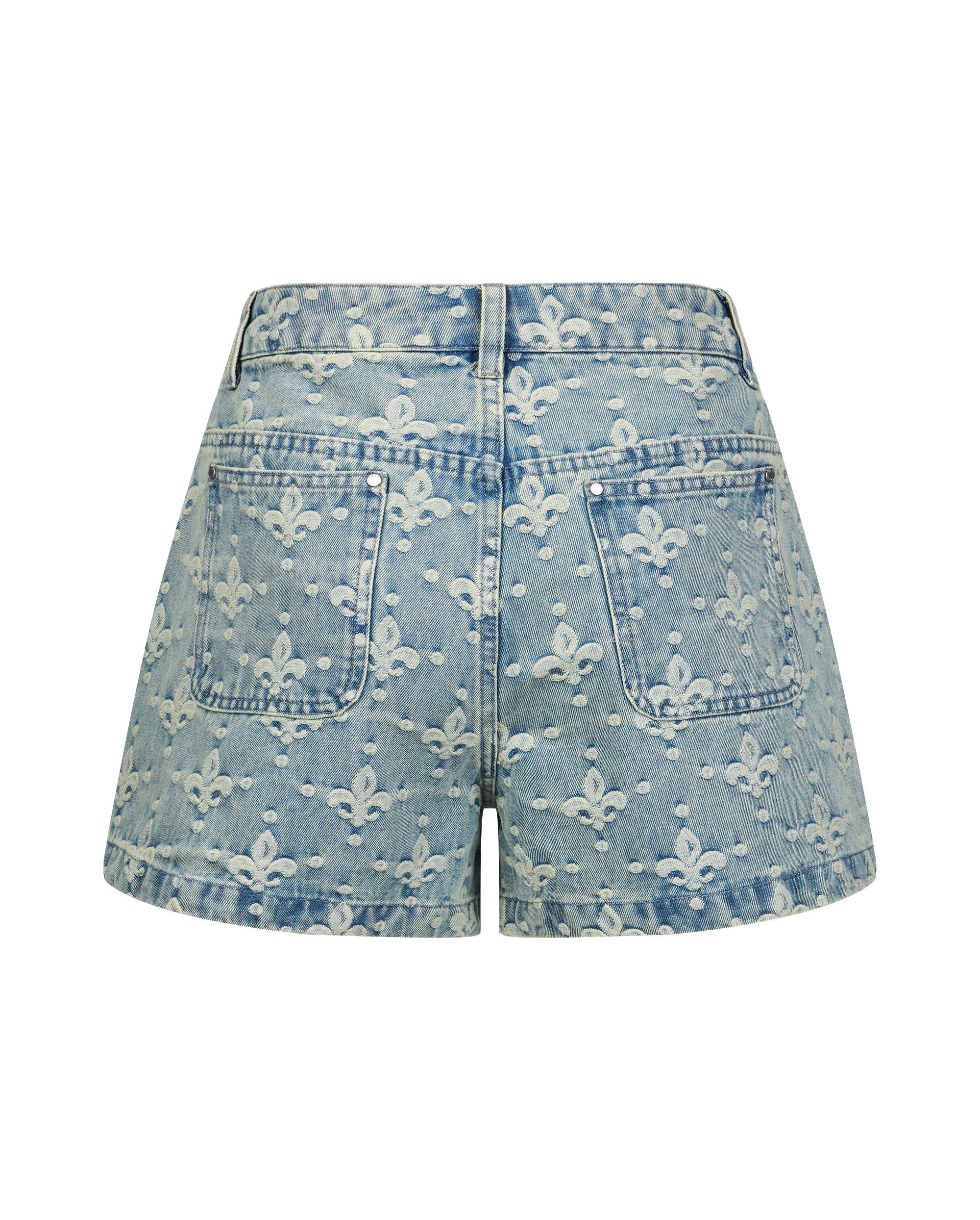 1911394-807 | WOMEN'S ALL-OVER IRIS LOGO DENIM SHORTS | DENIM IRIS
