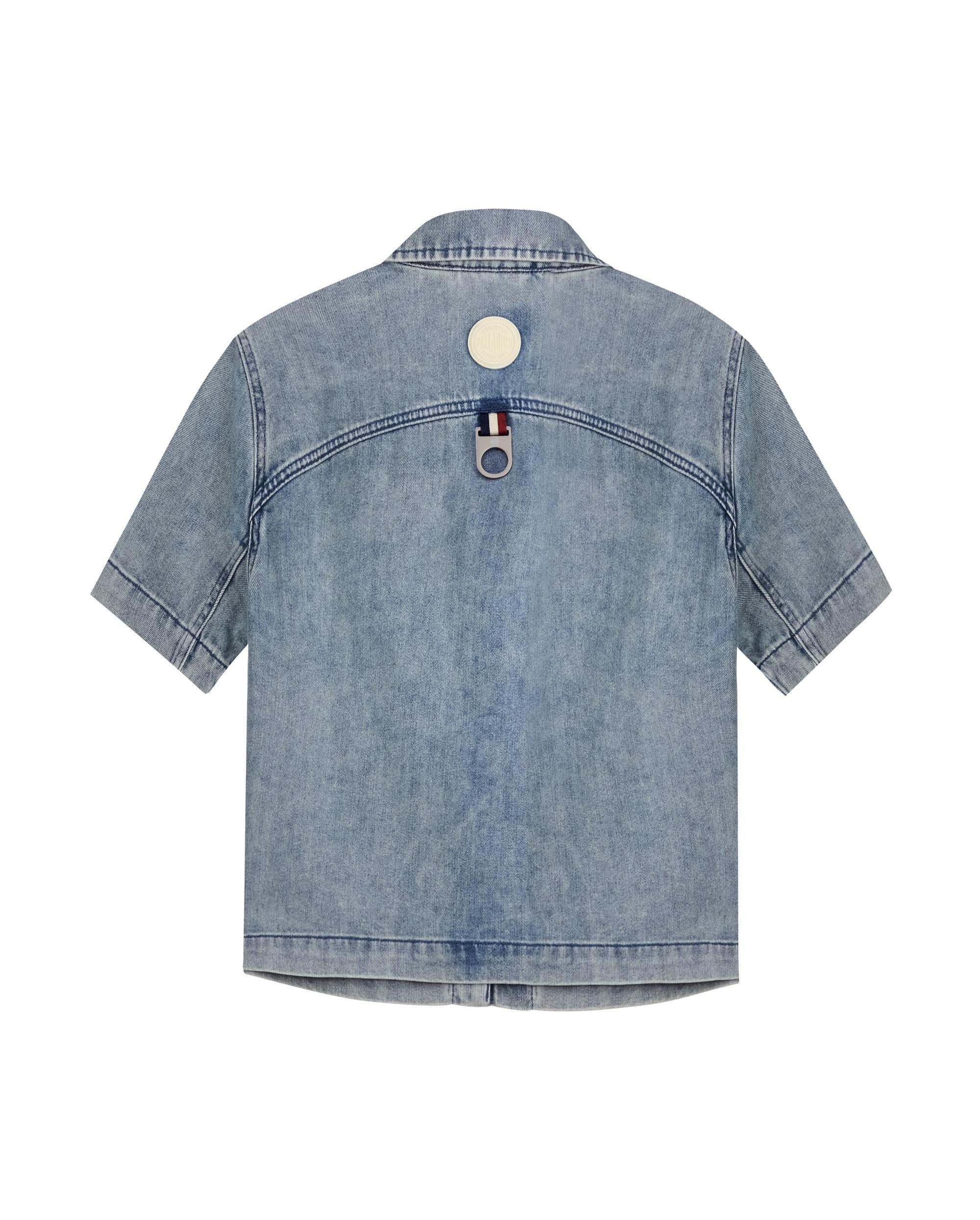 WOMEN'S EMBROIDERED IRIS LOGO DENIM SHIRT - PALLADIUM
