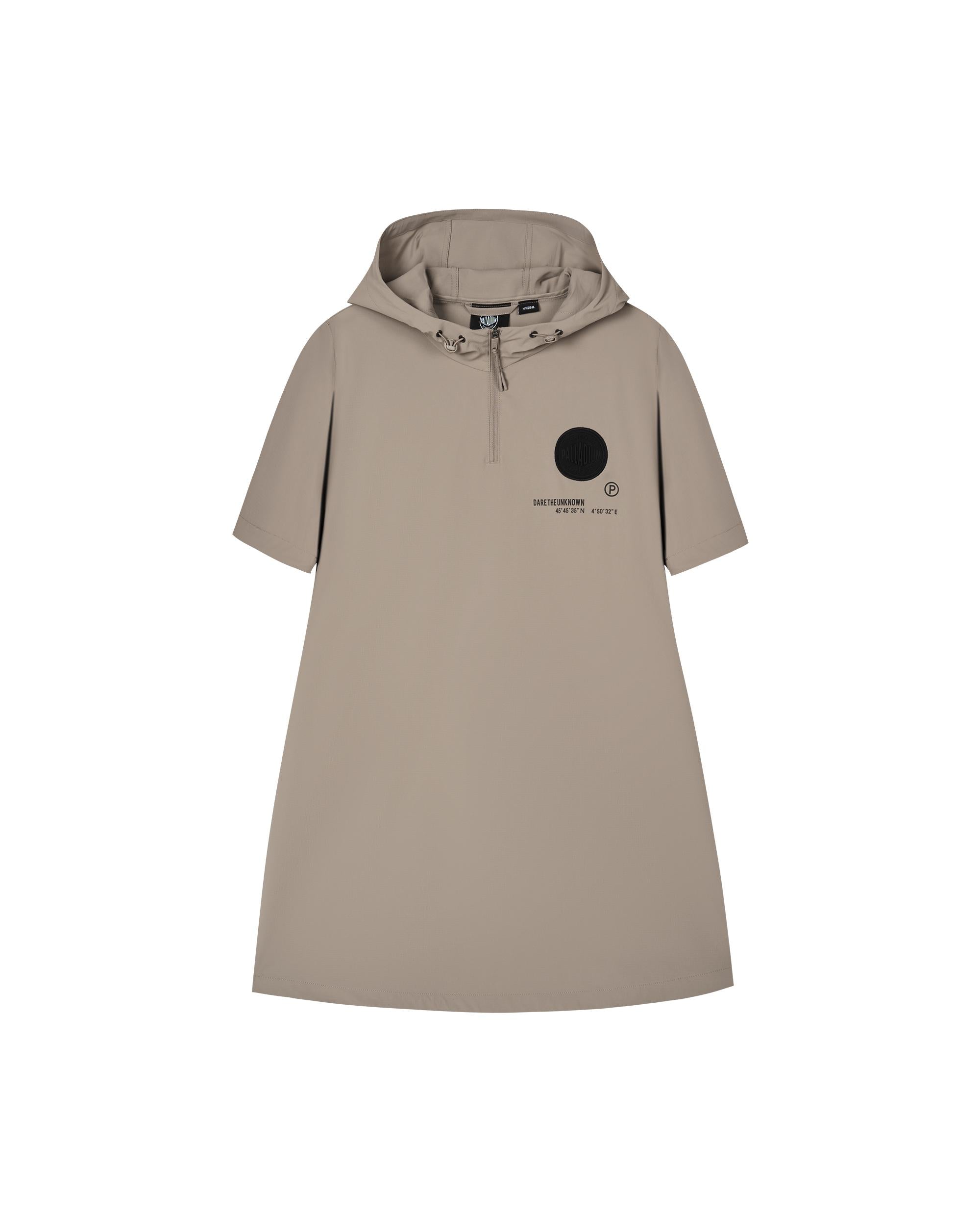 1911403-050 | WOMEN'S LOGO HALF-ZIP LOOSE FIT HOODED DRESS | MOON ROCK