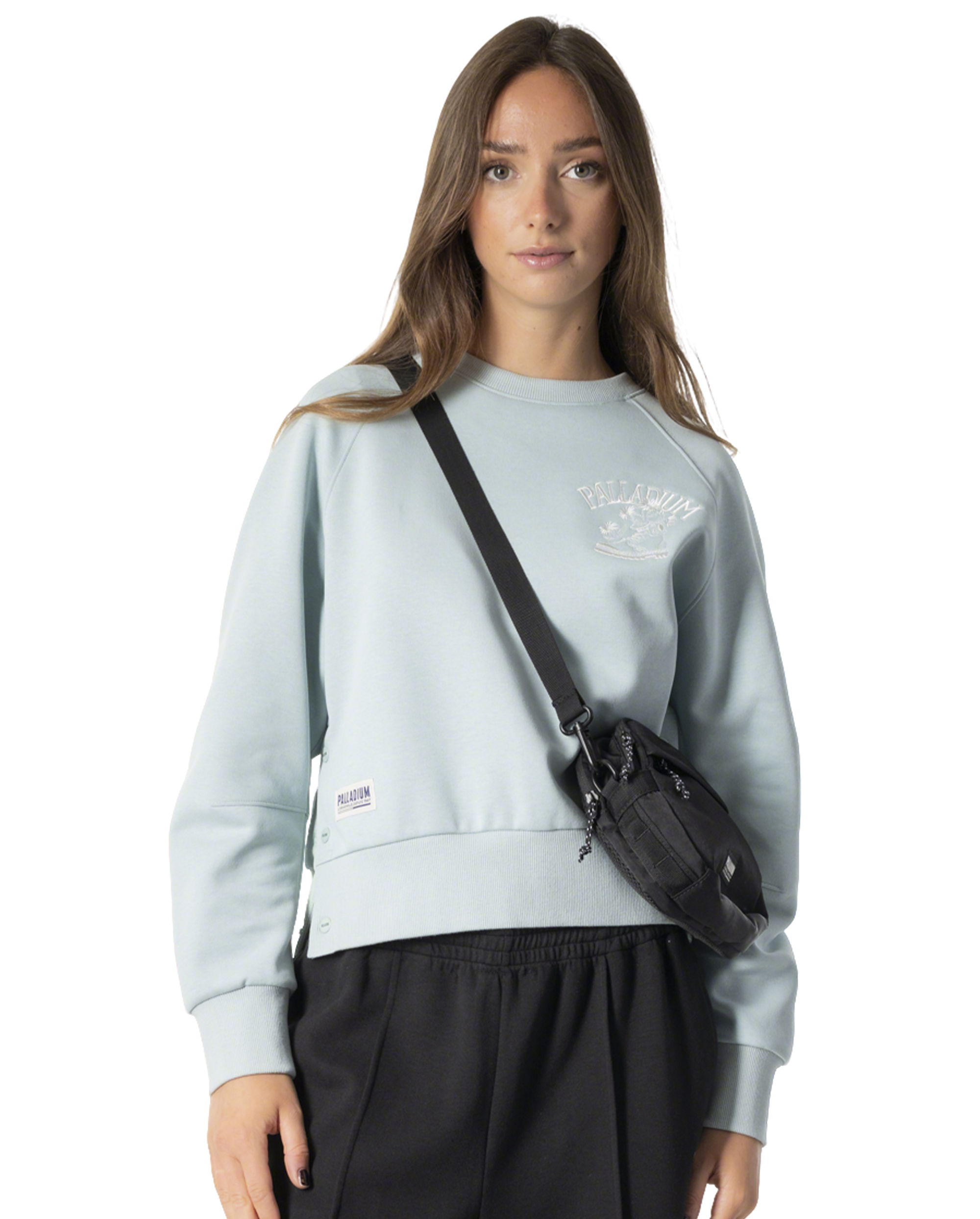 1911721-023 | WOMEN'S EMBROIDERED PALLADIUM THEME LOGO SWEATSHIR | CLOUD GRAY