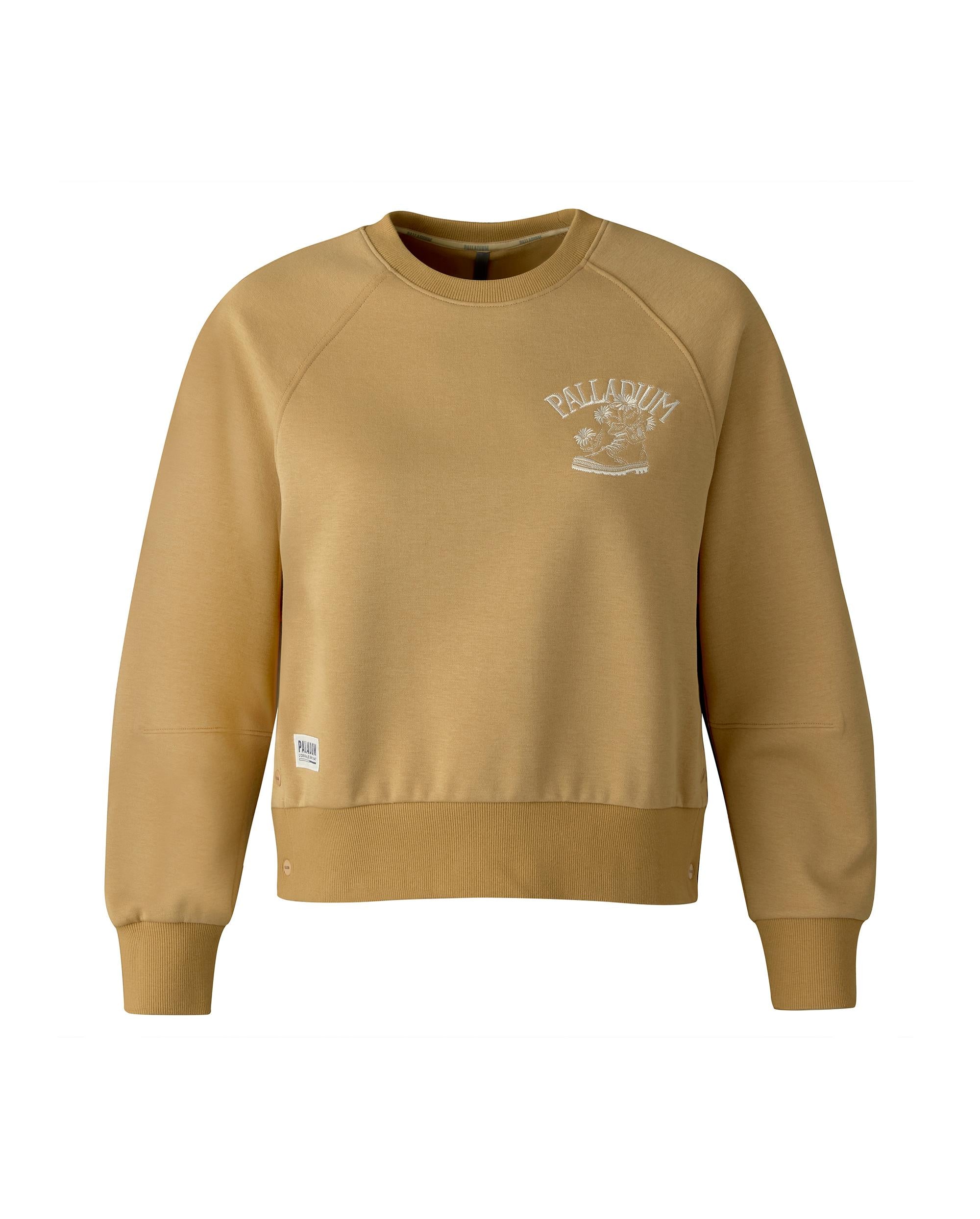 1911721-297 | WOMEN'S EMBROIDERED PALLADIUM THEME LOGO SWEATSHIR | HERITAGE CAMEL