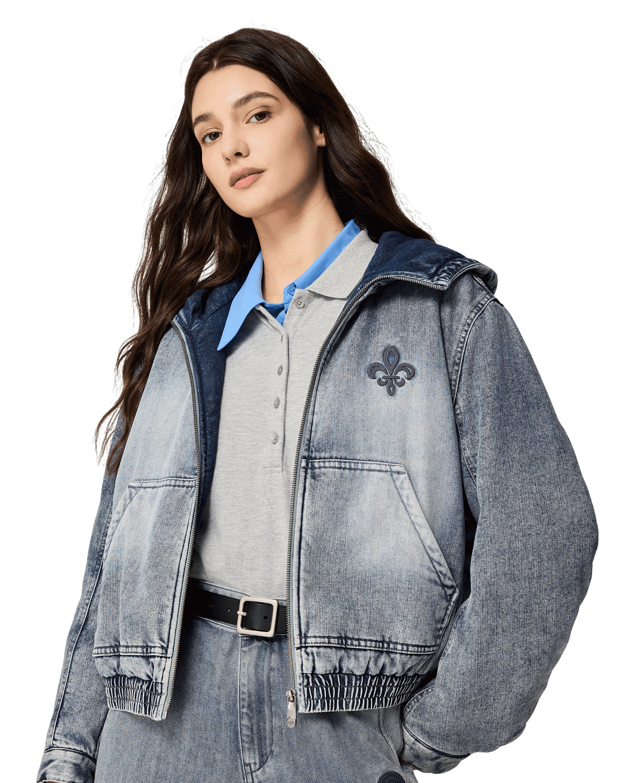 1911914-040 | WOMEN'S IRIS LOGO LOOSE FIT WASHED DENIM JACKET | LEAD
