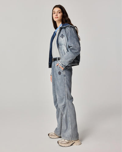 1911914-040 | WOMEN'S IRIS LOGO LOOSE FIT WASHED DENIM JACKET | LEAD