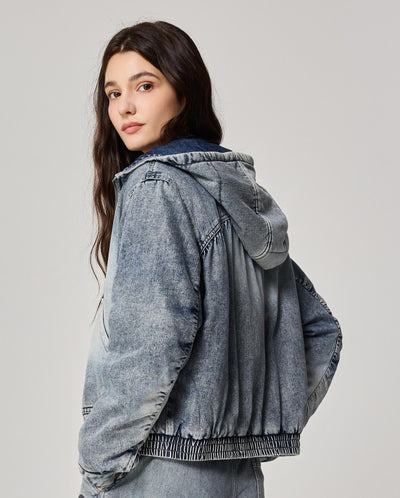 1911914-040 | WOMEN'S IRIS LOGO LOOSE FIT WASHED DENIM JACKET | LEAD