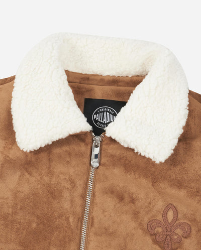 1911915-238 | WOMEN'S IRIS LOGO FAUX SUEDE FLEECE COLLAR JACKET | DACHSHUND