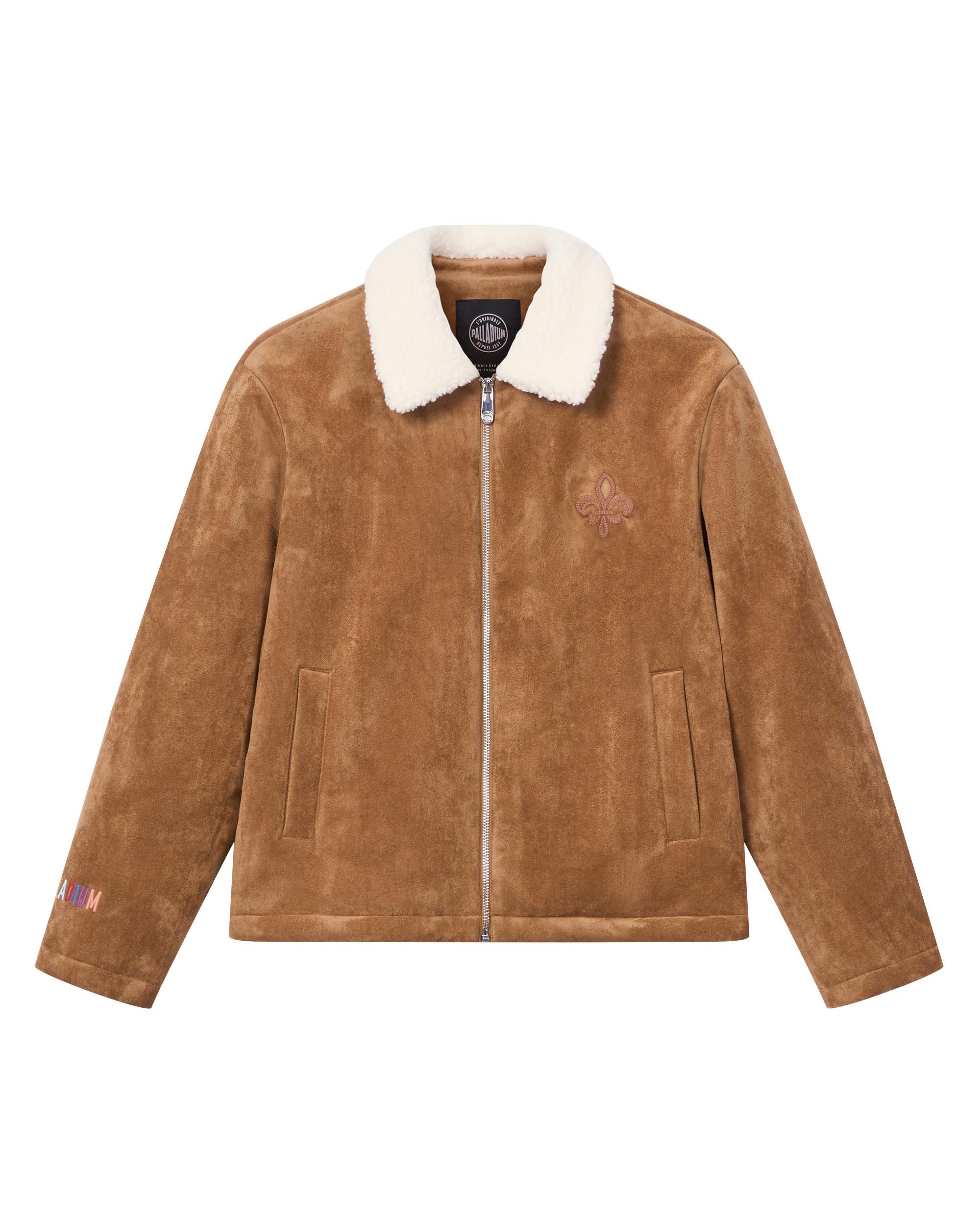 1911915-238 | WOMEN'S IRIS LOGO FAUX SUEDE FLEECE COLLAR JACKET | DACHSHUND