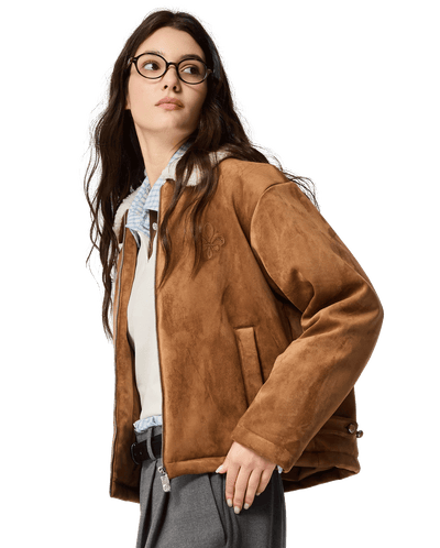 1911915-238 | WOMEN'S IRIS LOGO FAUX SUEDE FLEECE COLLAR JACKET | DACHSHUND