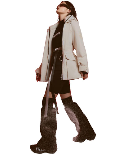 1911917-244 | WOMEN'S LOOSE FIT CARGO HOODED JACKET | WHITECAP GRAY