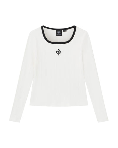 1911927-262 | WOMEN'S IRIS LOGO U-NECK LONG SLEEVES TOP | MARSHMALLOW