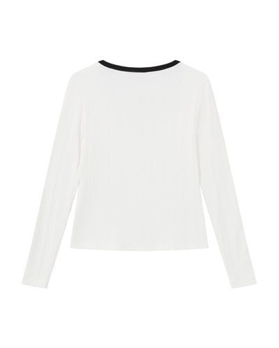 1911927-262 | WOMEN'S IRIS LOGO U-NECK LONG SLEEVES TOP | MARSHMALLOW