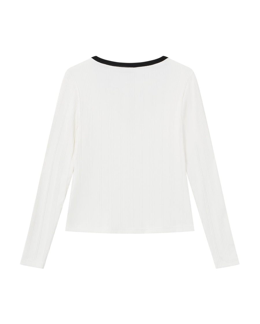 1911927-262 | WOMEN'S IRIS LOGO U-NECK LONG SLEEVES TOP | MARSHMALLOW