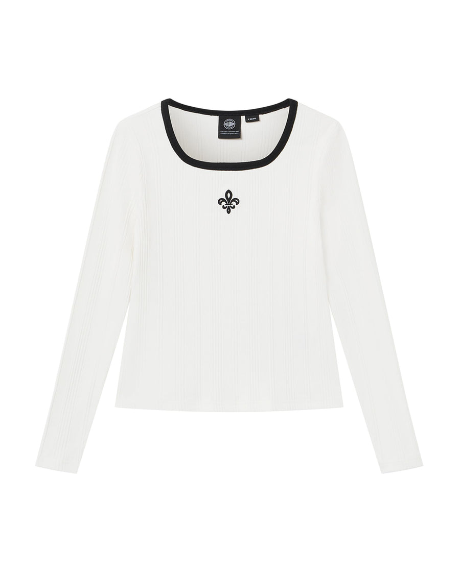 1911927-262 | WOMEN'S IRIS LOGO U-NECK LONG SLEEVES TOP | MARSHMALLOW