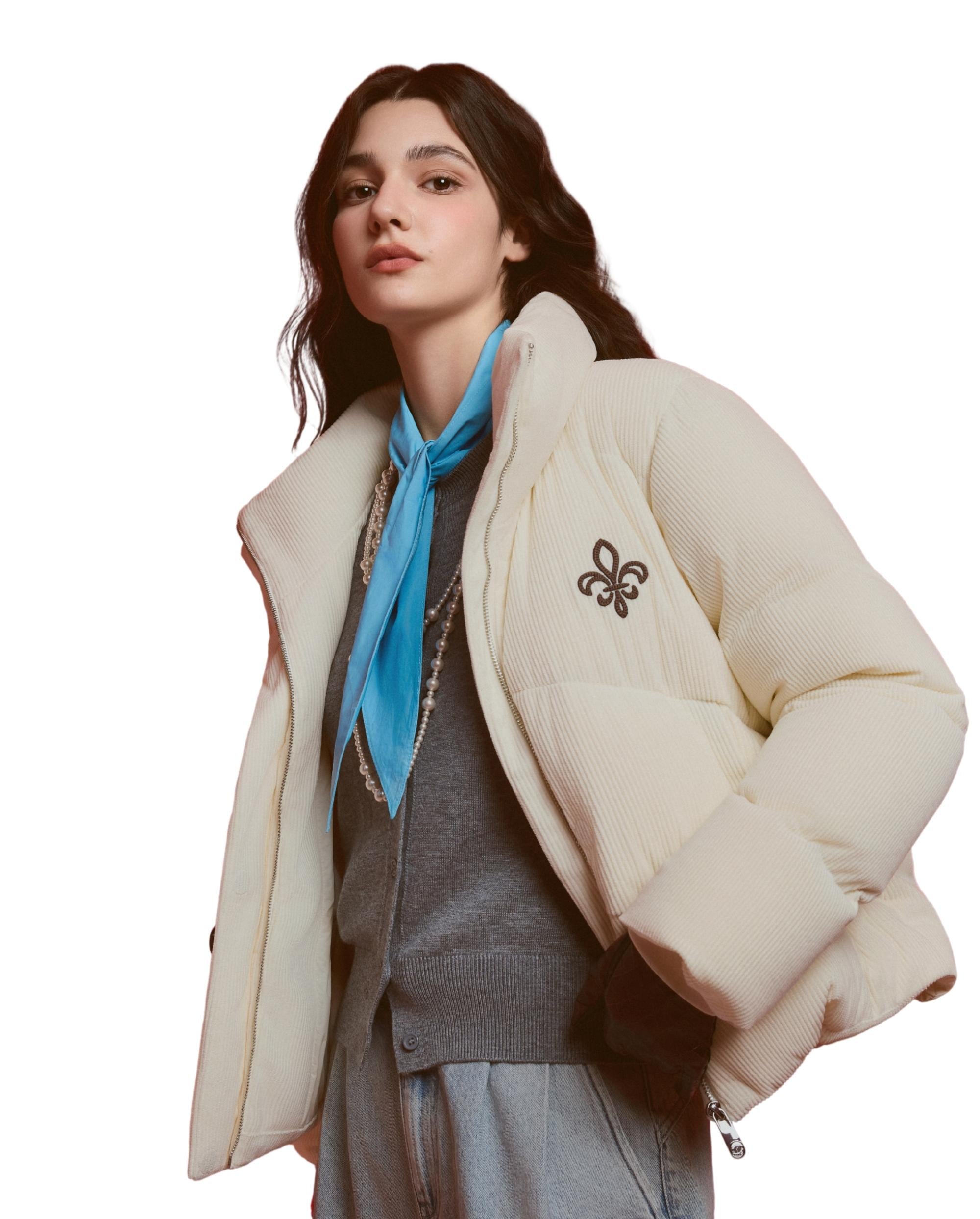 1911933-232 | WOMEN'S IRIS LOGO CORDUROY DOWN JACKET | VANILLA ICE