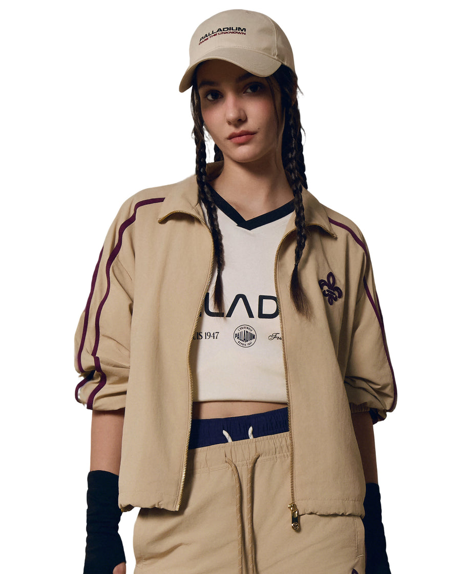 1911943-158 | WOMEN'S IRIS LOGO SIDE STRIPES LOOSE FIT JACKET | MILK TEA