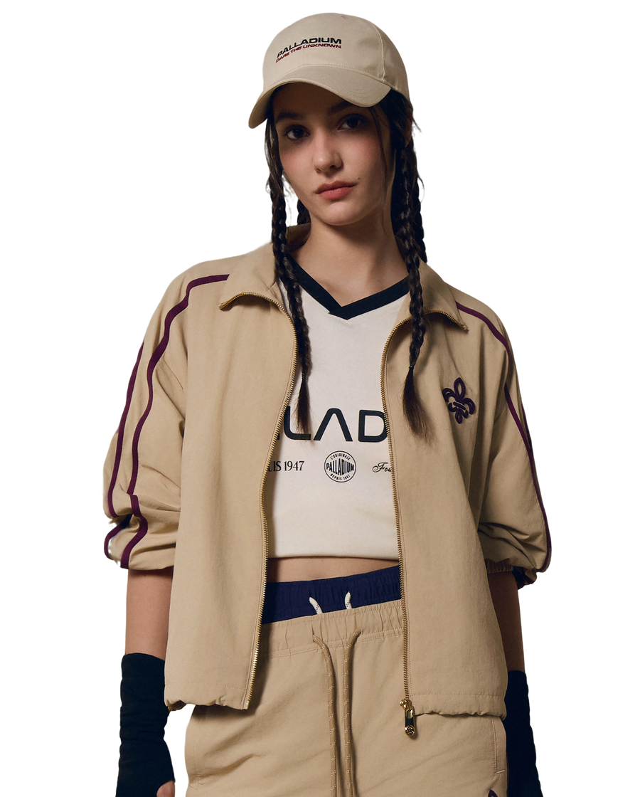 1911943-158 | WOMEN'S IRIS LOGO SIDE STRIPES LOOSE FIT JACKET | MILK TEA