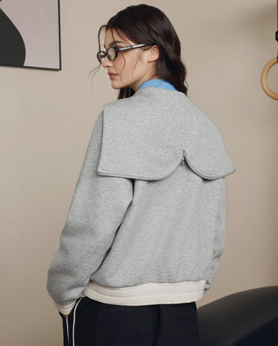 1911947-081 | WOMEN'S LOGO LOOSE FIT SAILOR COLLAR HOODED JACKET | GREY