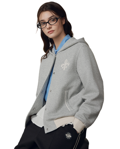 1911947-081 | WOMEN'S LOGO LOOSE FIT SAILOR COLLAR HOODED JACKET | GREY