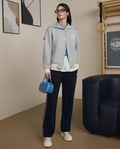 1911947-081 | WOMEN'S LOGO LOOSE FIT SAILOR COLLAR HOODED JACKET | GREY