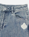 1911957-452 | WOMEN'S IRIS LOGO WIDED-LEG LIGHT WASH JEANS | MATT GREY BLUE