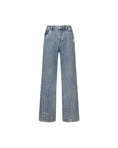 1911957-452 | WOMEN'S IRIS LOGO WIDED-LEG LIGHT WASH JEANS | MATT GREY BLUE