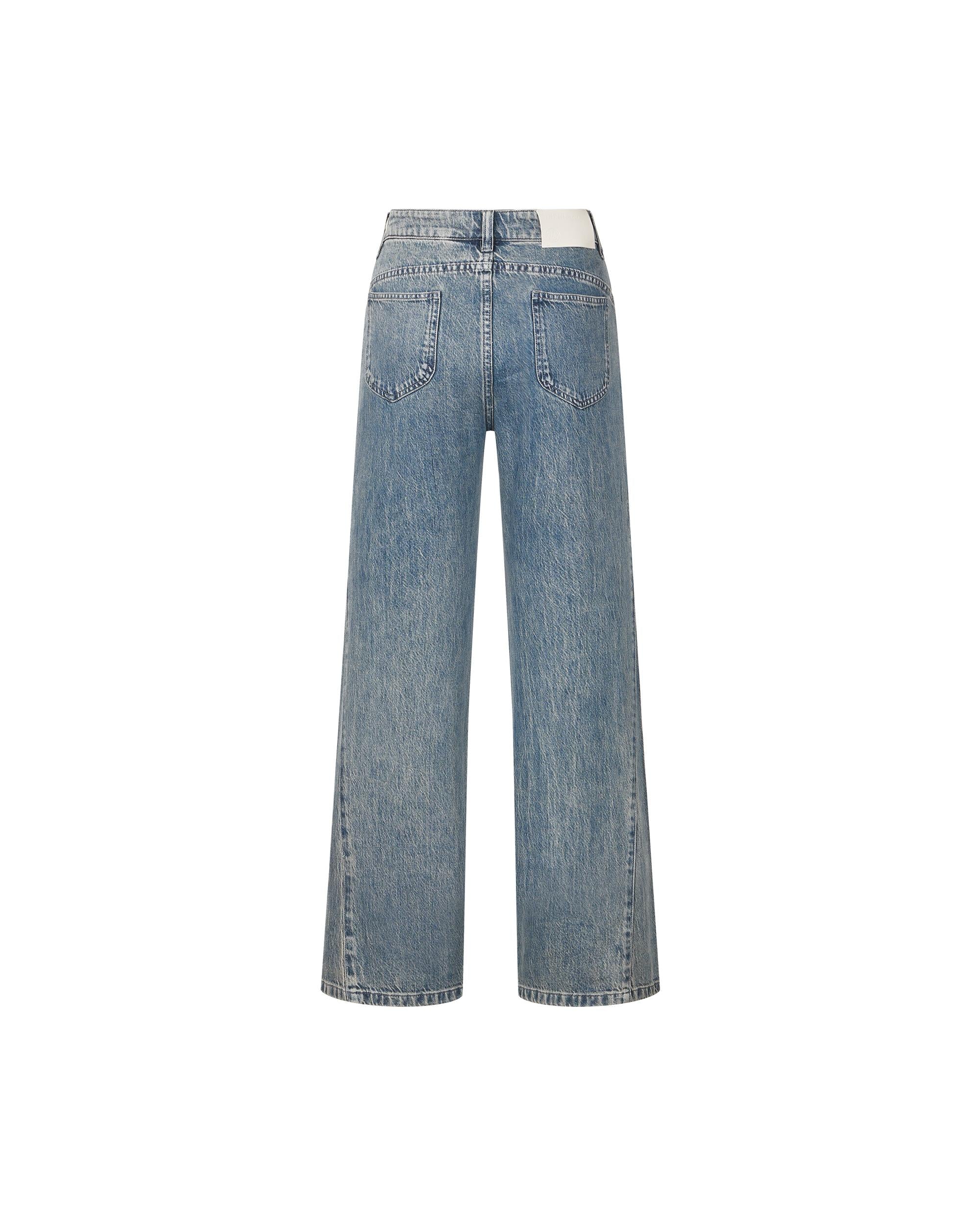 1911957-452 | WOMEN'S IRIS LOGO WIDED-LEG LIGHT WASH JEANS | MATT GREY BLUE
