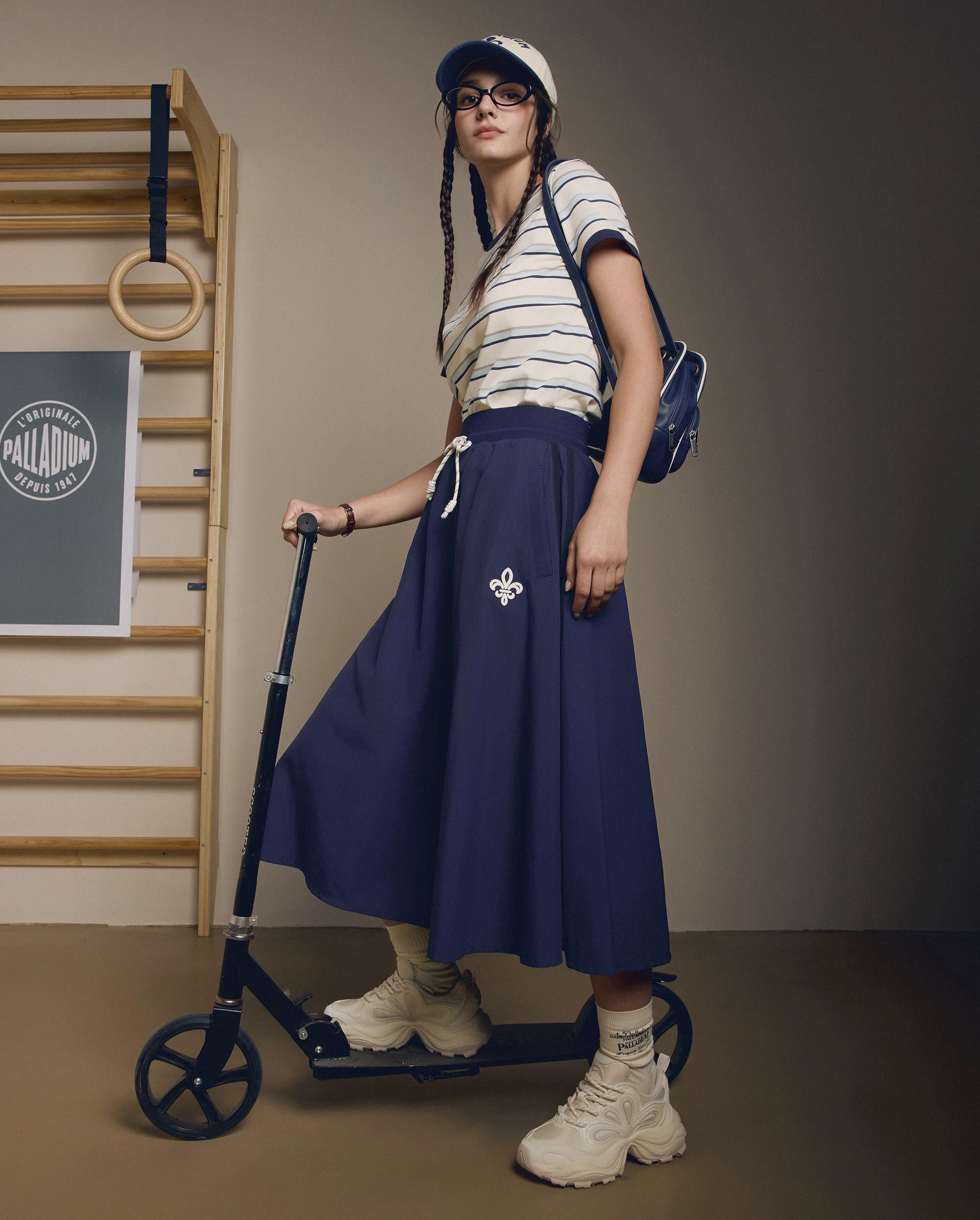 1911979-453 | WOMEN'S IRIS LOGO A-LINE MIDI SKIRT | MARITIME BLUE