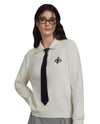 1911980-232 | WOMEN'S IRIS LOGO CABLE-KNIT POLO SWEATER | VANILLA ICE