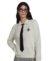 1911980-232 | WOMEN'S IRIS LOGO CABLE-KNIT POLO SWEATER | VANILLA ICE