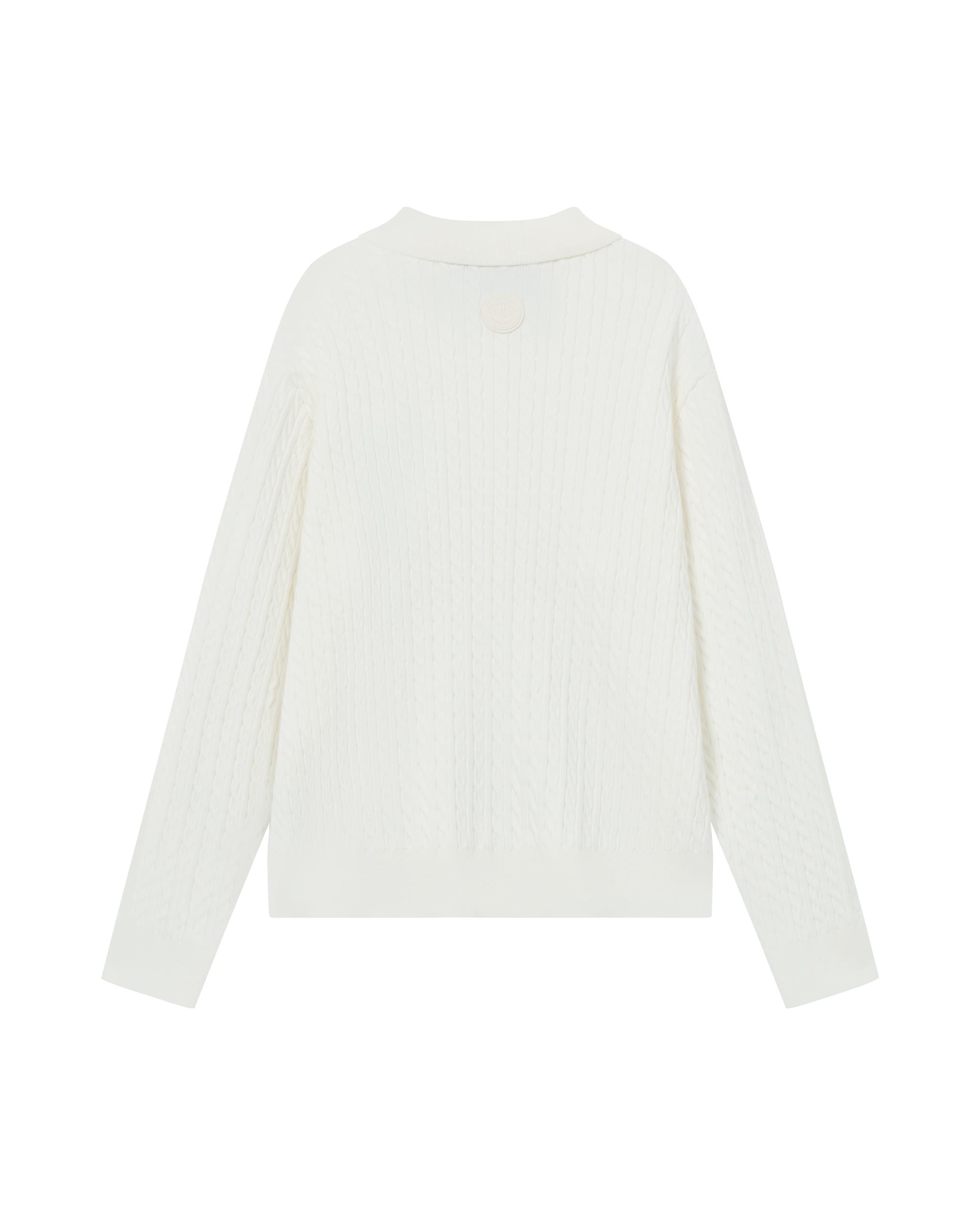 1911980-232 | WOMEN'S IRIS LOGO CABLE-KNIT POLO SWEATER | VANILLA ICE