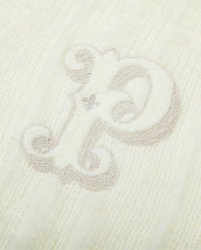 1911981-232 | WOMEN'S EMBROIDERED P LOGO V-NECK CARDIGAN | VANILLA ICE