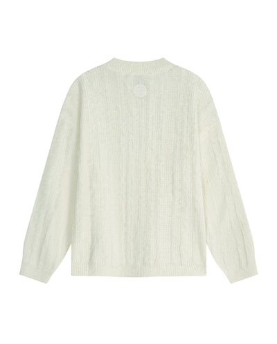 1911981-232 | WOMEN'S EMBROIDERED P LOGO V-NECK CARDIGAN | VANILLA ICE