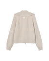 1911985-043 | WOMEN'S IRIS LOGO REVERSIBLE ZIP CROPPED CARDIGAN | OYSTER GRAY