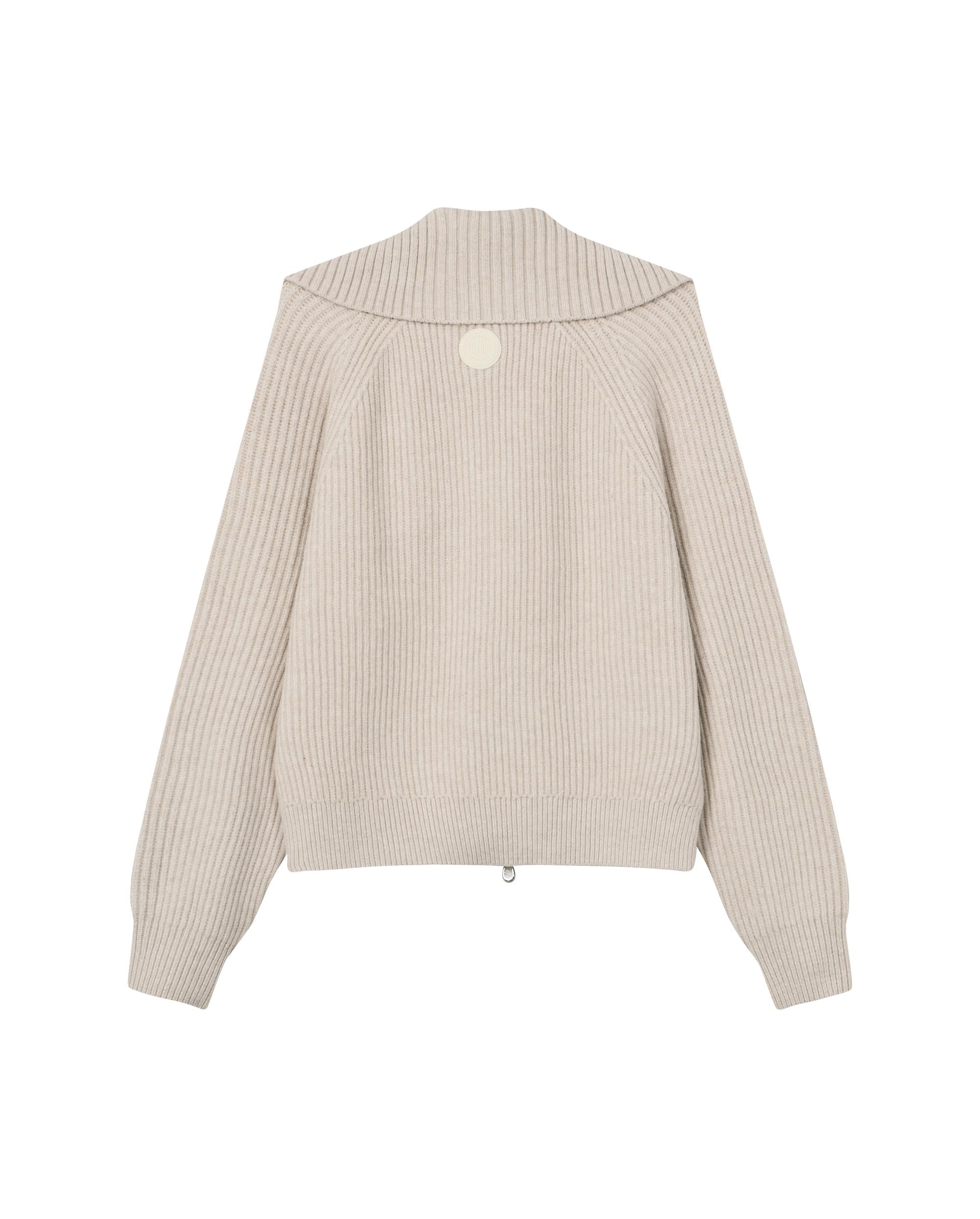 1911985-043 | WOMEN'S IRIS LOGO REVERSIBLE ZIP CARDIGAN | OYSTER GRAY